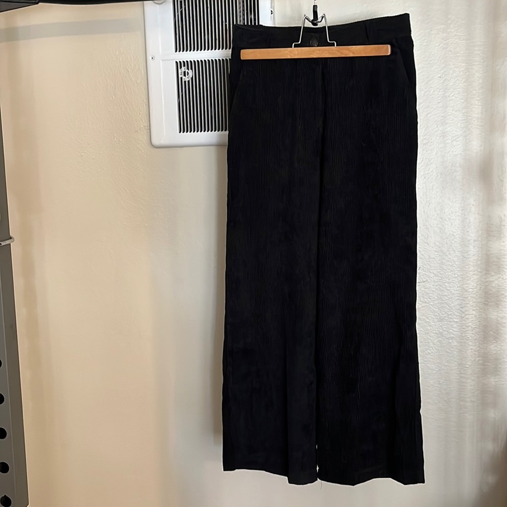 Black wide leg corduroy pants